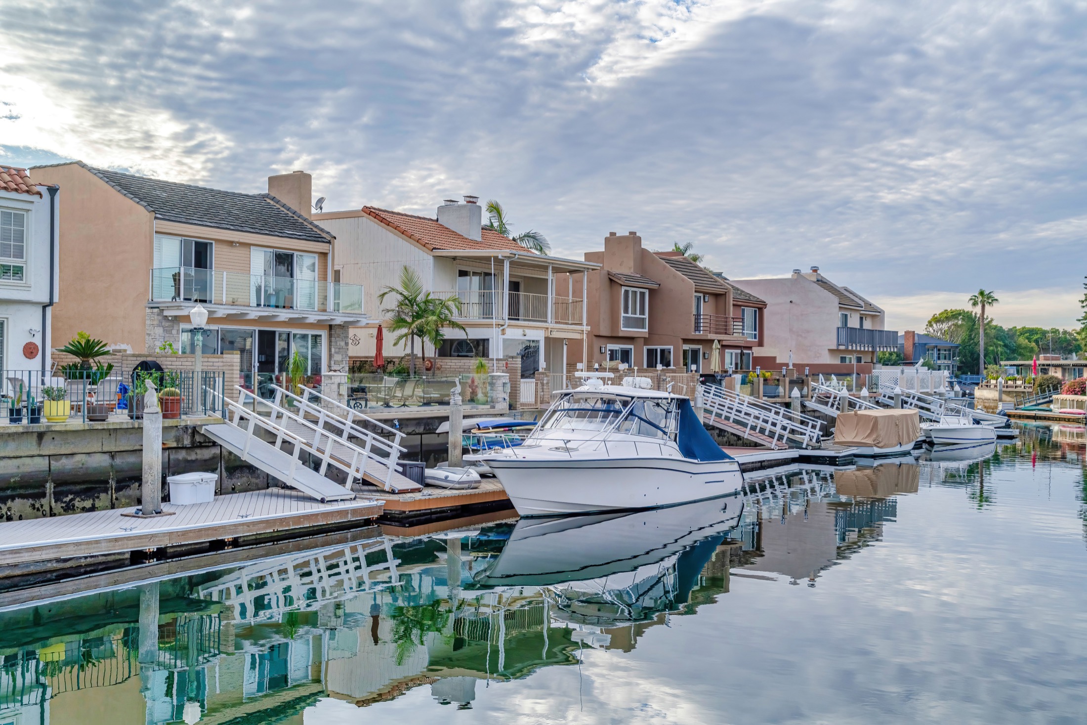 Huntington Harbour waterfront homes and docks